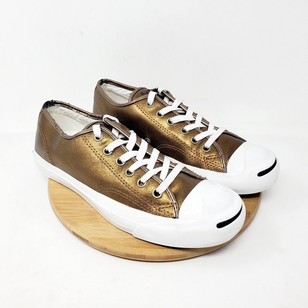 Converse Jack Purcell Shoes Womens 7 Sneakers Brown Gold Metallic Lace Up